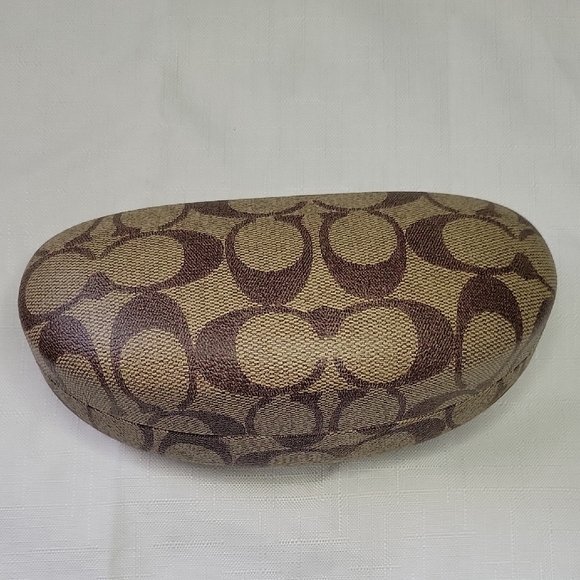 Coach Tan and Brown Signature Cmonogram Clamshell Sunglasses Case - Picture 1 of 6